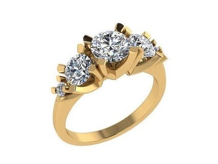 ring108 three stone diamond engagement ring gold five stonedring fivediamond aniversary specialgift brilliant printable rosegold whitegold jewelry rings 3d print model - Mito3D
