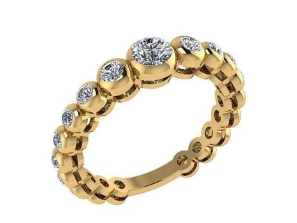 ring114 Gold Diamant Ring runden Steine Engagement Ring Hochzeit Ring Diamant Ring glänzend Schmuck Gold Beyel Ewigkeitsring Ringe 3d print model - Mito3D