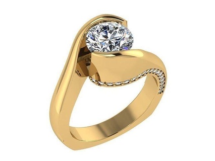 ring128 diamond ring rounddiamond engagement wedding gold jewelry fashion printable white rose endless unique designed rings 3d print model - Mito3D