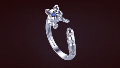 anillo mapache oro plata joya imprimible libra esterlina joyería anillos 3d print model - Mito3D