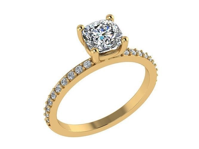 ring132 Gold Engagement Ring Kissen Schnitt Diamant Auge Fangdetail Schmuck Rose Weiß Hochzeit Mode druckbar Ringe 3D print model - Mito3D