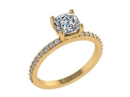 ring132 gold engagement ring cushion cut diamond eye catchingdetail jewelry rose white weddind fashion printable rings 3d print model - Mito3D