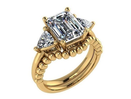 ring143 emerald cut diamond engagement ring set gold cutdiamond weddingring bandandringset brilliant white rose solitaire jewelry rings 3d print model - Mito3D