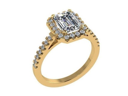 ring144 emerald cutdiamond diamond ring engagement halosetting wedding jewelry eternity gold white rose rings 3d print model - Mito3D