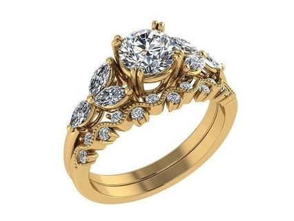 ring173 Engagement Ring einstellen Gold Jahrgang Stylen Lichtband Hochzeitsband einzigartig Schmuck zeitlos druckbar Rose Weiß Ringe 3d print model - Mito3D