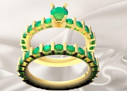 ring18k Gold Ringe Smaragd Steine Ring Schmuck Silber druckbar Diamant Juwel Hochzeit Engagement Sterling Mode Platin Halskette engagem Finger cad 3d print model - Mito3D