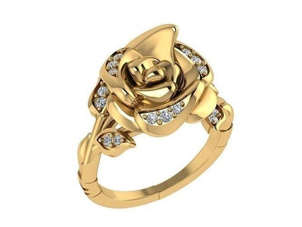 ring192 rose ring fashion dimaond romantic gold valentine sweet passion jewel jewelry rings 3d print model - Mito3D