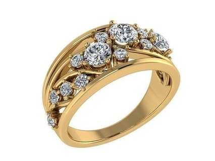 ring199 Mode Ring Diamant Zubehörteil Gold Rose Weiß bunt Edelsteine druckbar Geschenk Schmuck Ringe 3d print model - Mito3D