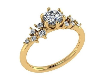 ring207 or engagement bague diamants rond diamant blanc romantique féminin bijoux imprimable doux anneaux 3d print model - Mito3D