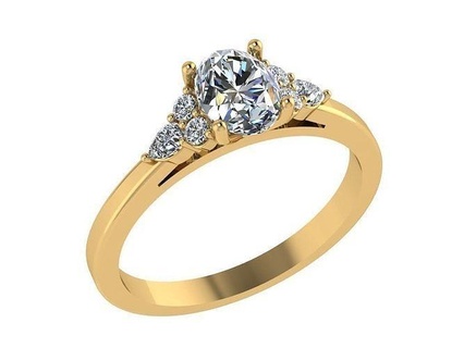 ring232 oval diamante anel noivado Casamento ouro joalheria único Eterno rosa branco imprimível argolas 3d print model - Mito3D
