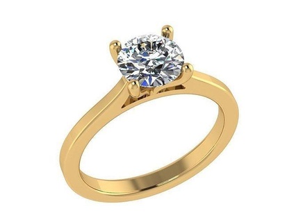 ring242 yuvarlak elmas yüzük nişan düğün altın gül beyaz takı yüzükler 3d print model - Mito3D