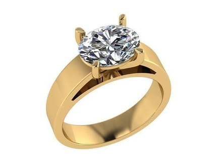 ring253 giro brillante tagliare diamante Fidanzamento squillare oro ovale anello diamanti d'oro solitario nozze design stampabile moda bianca gioielleria anelli 3d print model - Mito3D