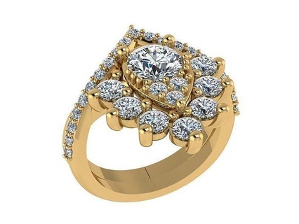 ring262 Gold Ring Diamanten Center runden Diamant volle Engagement Hochzeit Geschenk Mode druckbar Weiß Geburtstag Feier Schmuck Ringe 3d print model - Mito3D