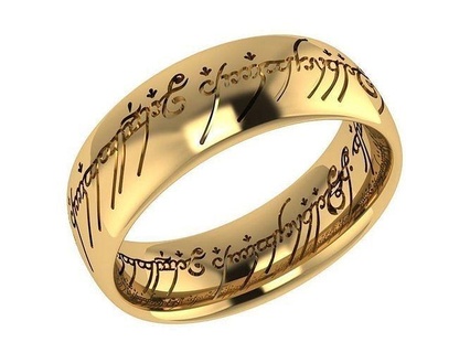 ring278 theonering Signore degli Anelli oro gioielleria bianca hobbitsring moda squillare stampabile bellissimo unico anelli 3d print model - Mito3D