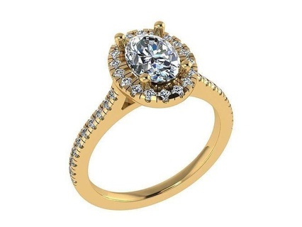 ring282 ovale diamant Halo engagement bague or taillé réglage halo scintillait Rose bijoux imprimable anneaux 3d print model - Mito3D