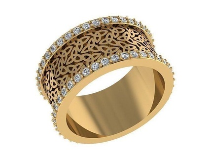 ring290 Düğün grubu elmas bant altın Sarı gül beyaz yazdırılabilir sterlin mücevher yüzük takı yüzükler 3d print model - Mito3D