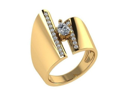 ring293 Gold Ring Diamanten runden Diamant modern Design Verlobungsring Schmuck brillant Mode druckbar Engagement Solitär Ringe 3d print model - Mito3D
