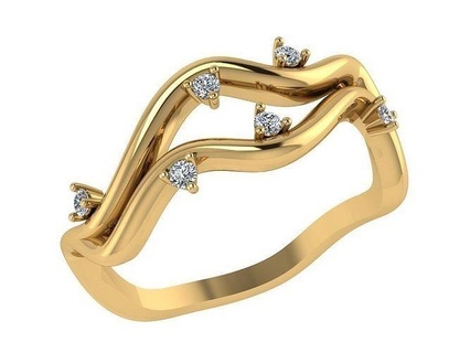 ring296 Gold Ring Diamanten Diamant Modering feminin Schmuck brillant Weiß Rose Mode Schönheit Ringe 3d print model - Mito3D