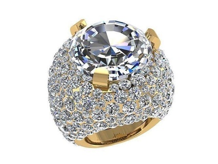 ring302 dome diamondring fashion ring sparkle endless unique jewelry gold rose diamonds bigdiamondring printable rings 3d print model - Mito3D