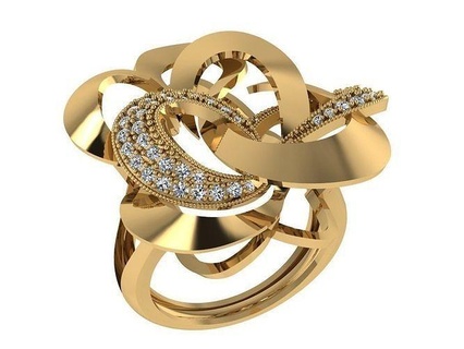 ring305 fashionring diamondring goldring unique feminine modern jewelry design yellow gold rosegold whitegold rings  3d print model - Mito3D