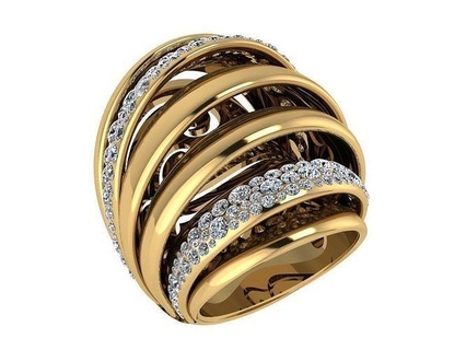 ring309 Gold Ring Reihen Diamanten Modering Goldring Diamant Ewigkeitsring einzigartig schönes Detail Schmuck druckbar Sterling Rose Weiß Ringe 3d print model - Mito3D