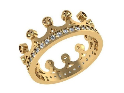 ring322 corona anillo bodas compromiso oro blanco Rosa imprimible libra esterlina joyería diamante joya anillos 3d print model - Mito3D