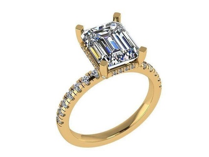 ring326 emeral corte diamante anillo compromiso oro anillo anillo diamantes anillo bodas brillante solitario joyería joya Diamante oro diamante anillo anillos 3d print model - Mito3D