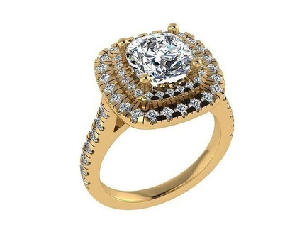 ring327 cuscino cutdiamond diamante squillare Fidanzamento rosa oro giallo brillante gioielleria unico eternità stampabile anelli 3d print model - Mito3D