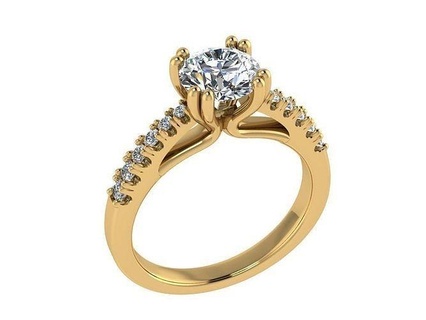 ring353 Gold Engagement Ring Diamanten runden Diamant Hochzeitsring brillant Solitär Schmuck Rahmen druckbar Juwel Rose Gelb Weiß Ringe 3d print model - Mito3D