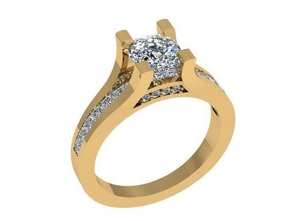 ring361 Yastık elmas yüzük nişan moda yazdırılabilir altın ışıltı gül beyaz takı yüzükler 3d print model - Mito3D