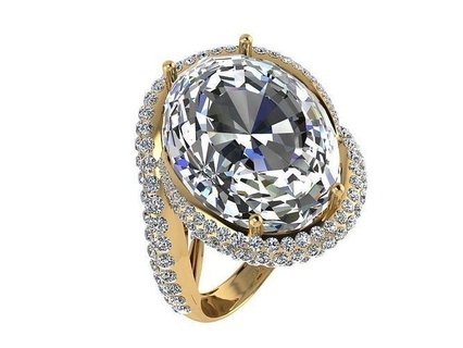 ring385 oval elmas lüks yüzük üst düzey benzersiz ışıltı moda parlak altın platin takı yüzükler 3d print model - Mito3D