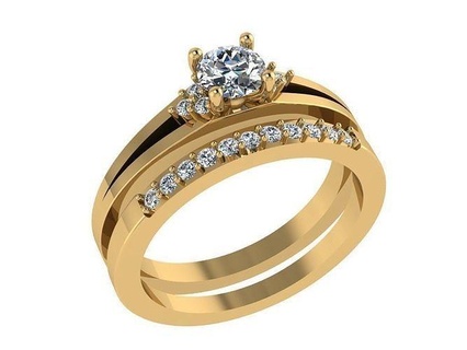 ring396 engagement ring set gold diamond wedding jewelry ringandband printable sterling jewellery brilliant platinum rings 3d print model - Mito3D