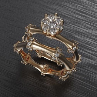 ring3 Gold Ring Diamanten Center Juwel Silber Diamant Sterling Schmuck Mode druckbar Engagement Solitär Hochzeit Platin Kleidung Schönheit cad Ringe 3d print model - Mito3D
