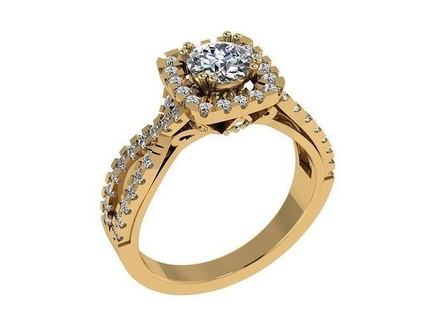 ring415 rond diamant bague engagement intemporel romantique scintillait bijoux or Rose blanc imprimable anneaux 3d print model - Mito3D