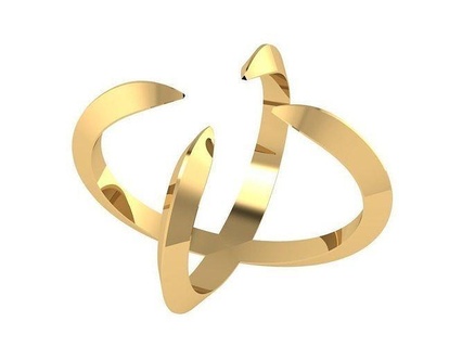 ring446 cruzado xring anel moderno moda joalheria Cruz imprimível jóias projetado formato único argolas 3d print model - Mito3D