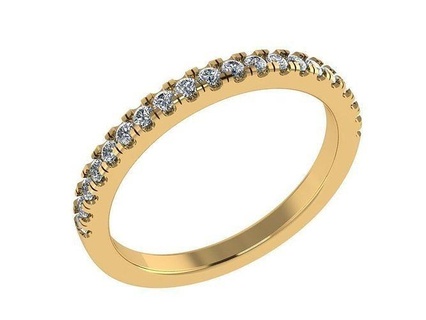 ring452 gold wedding band diamonds half eternityband weddinring weddingband matching jewelry diamond ring engagementring rings womenring 3d print model - Mito3D
