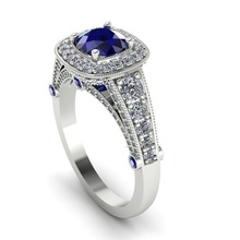 anel safira diamante aréola noivado ouro diamantes saphire vintage joalheria argolas 3d print model - Mito3D