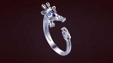 anillo la joyería jirafa animal naturaleza safari plata cad gem imprimible los anillos 3d print model - Mito3D