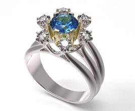 ring Schmuck engagement ruby Saphir emerald diamond design genial Runde - Einstellung gem bedruckbar ist Ringe 3d print model - Mito3D