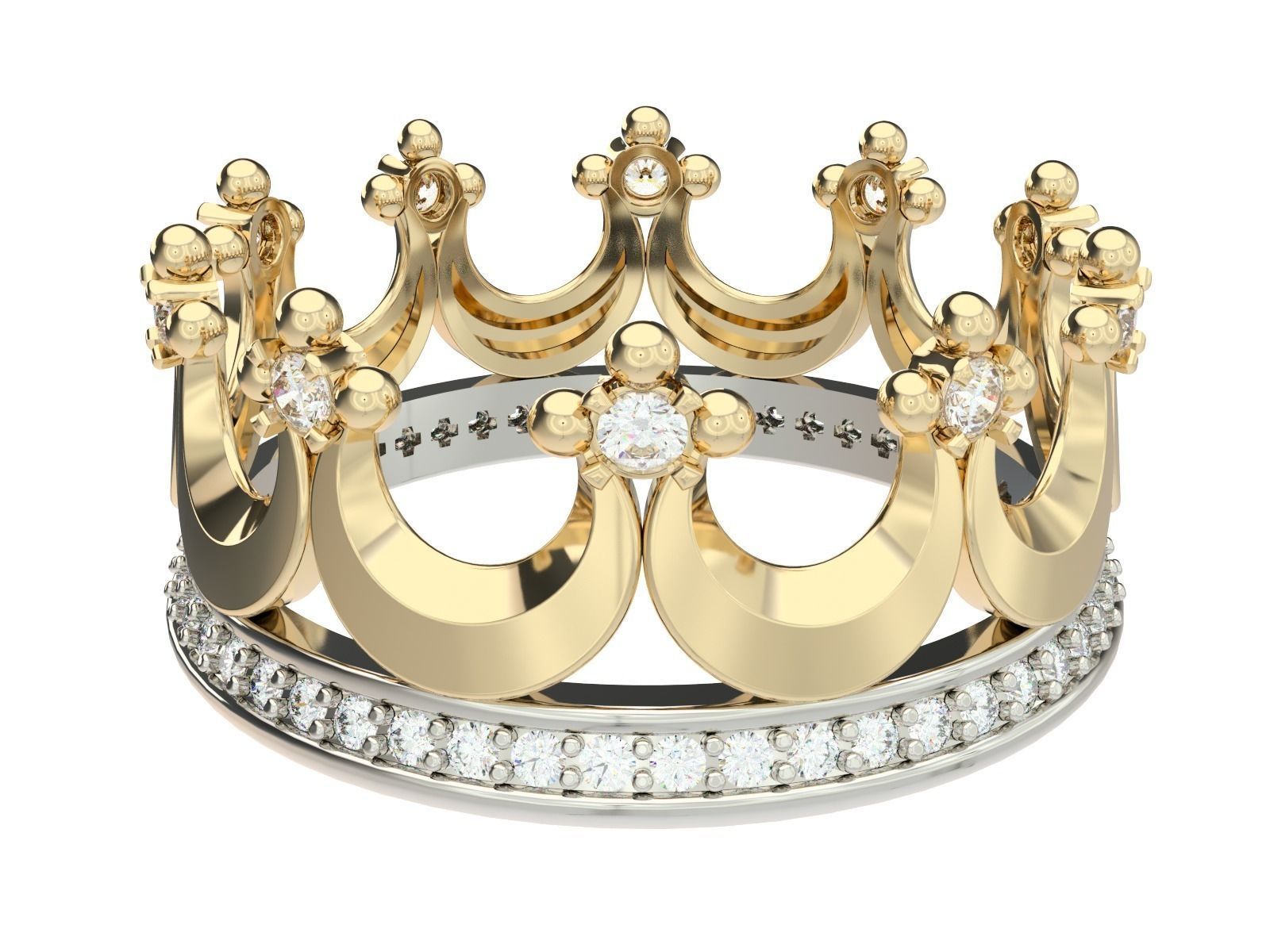 ring jewelry krown jewellery diamond wedding platinum precious engagement gold brillant rings 3D print model - Mito3D