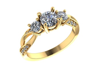 ring Schmuck Hochzeit Diamant-ring gold bedruckbar ist engagement cad Ringe 3d print model - Mito3D