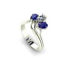 ring sapphire diamond diamonds gold engagement saphire jewelry rings 3d print model - Mito3D