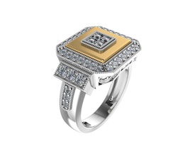 ring jewelry princess diamond gold two tone pave jewellery platinum engagement rings 3d print model - Mito3D
