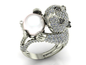 ring jewelry diamond gem jewel jewellery rings panda 3d print model - Mito3D