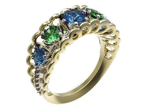 ring jewelry gold diamonds rubies sapphires emeralds engagement wedding rings 3d print model - Mito3D