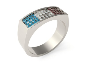 anillo la joyería de diamante el imprimible oro cad plata francia bandera tricolor los anillos 3d print model - Mito3D