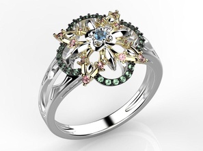 ring Schmuck engagement ruby Saphir emerald diamond design Runde - Einstellung gem bedruckbar ist Ringe 3d print model - Mito3D