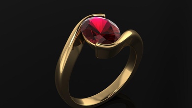 bague or calcul bijoux imprimable rubis gemme diamant bijou argent anneaux 3d print model - Mito3D