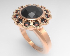 ring 14 diamond engagement platinum gemstone jewelry rings 3d print model - Mito3D