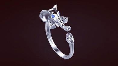 Ring Elefant cad Juwel Silber Gold Schmuck Ringe 3d print model - Mito3D